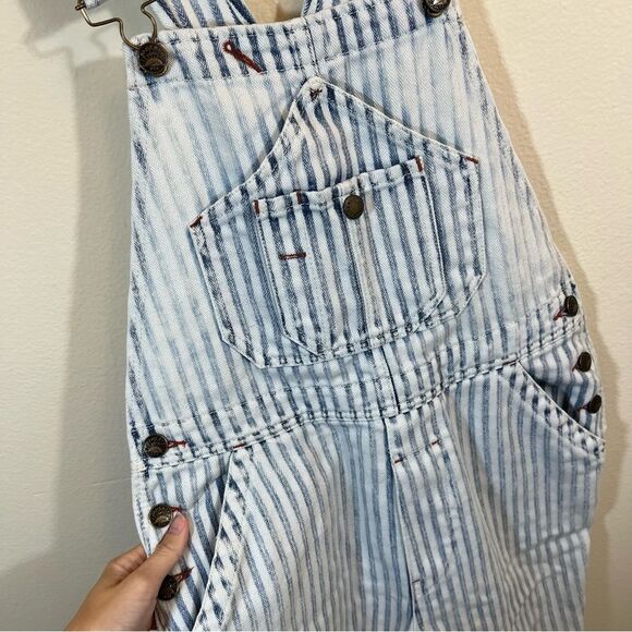 Faherty Topsail Overalls Women’s XS Light Wash Striped Railroad Western Cowgirl - Picture 6 of 14